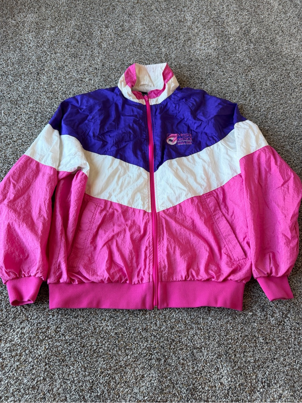 Vintage Duckster 80s Pink Purple Colorblock Windbreaker Jacket Women's Large